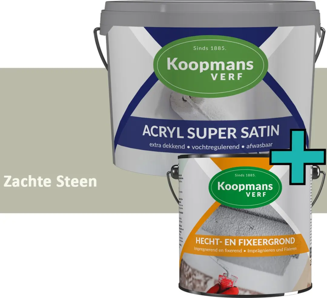 Koopmans Hecht- en Fixeergrond 2,5 l + Acryl Super Satin Muurverf