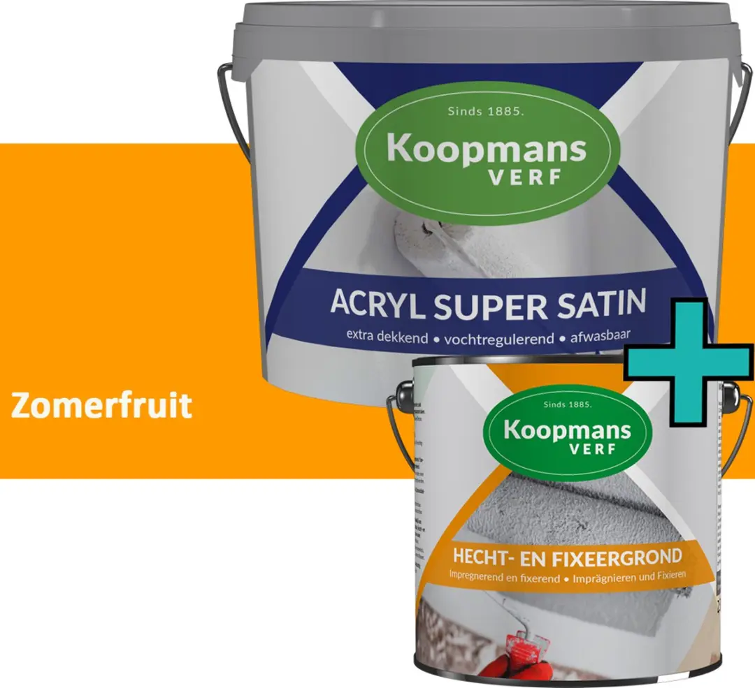 Koopmans Hecht- en Fixeergrond 2,5 l + Acryl Super Satin Muurverf