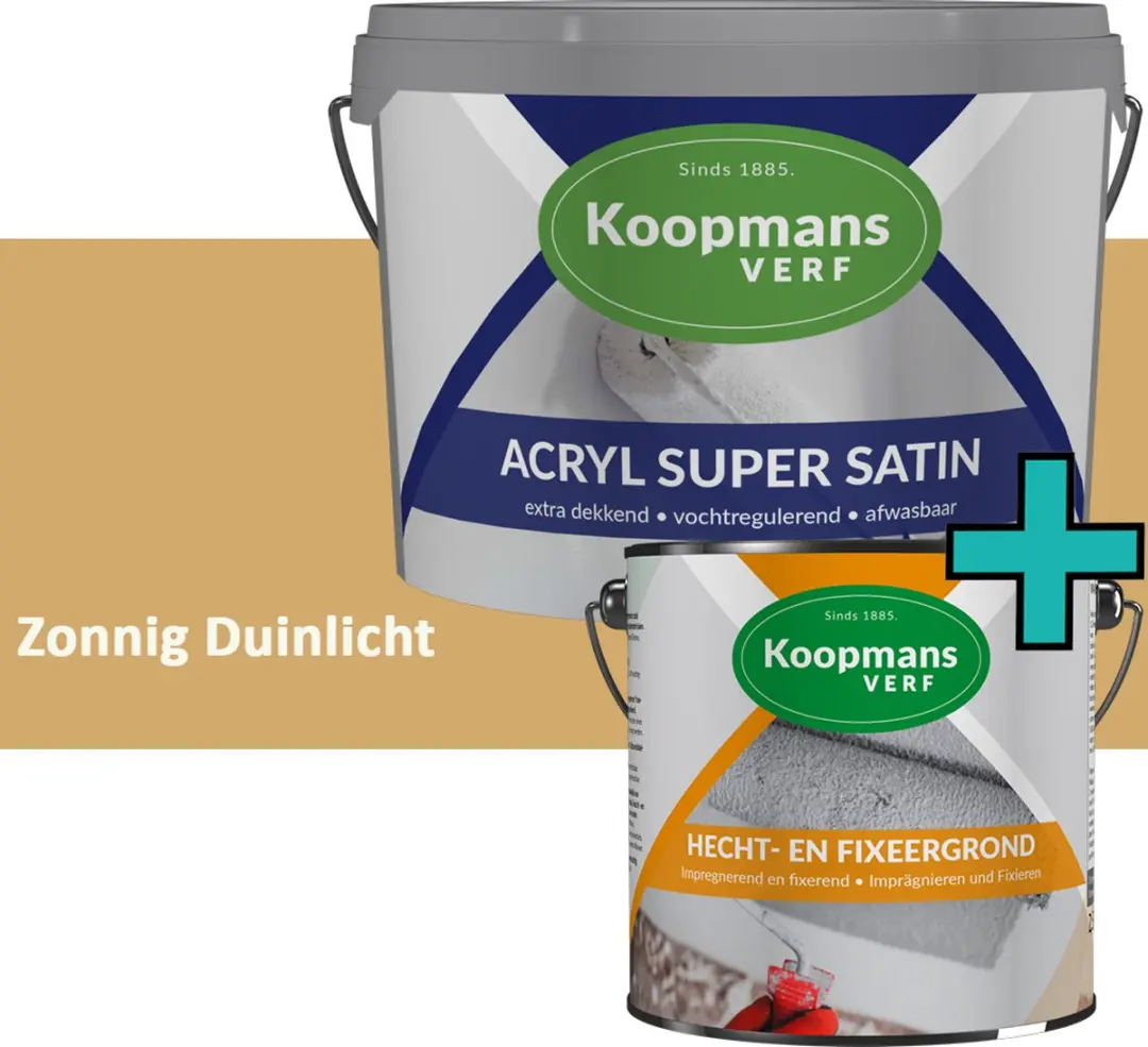 Koopmans Hecht- en Fixeergrond 2,5 l + Acryl Super Satin Muurverf