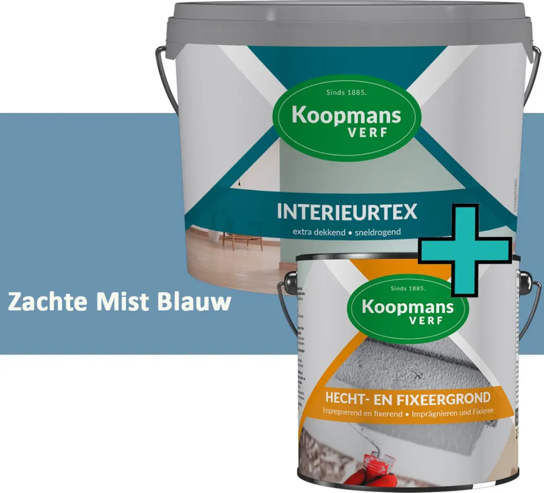 Koopmans Hecht- en Fixeergrond + Interieurtex Muurverf Set