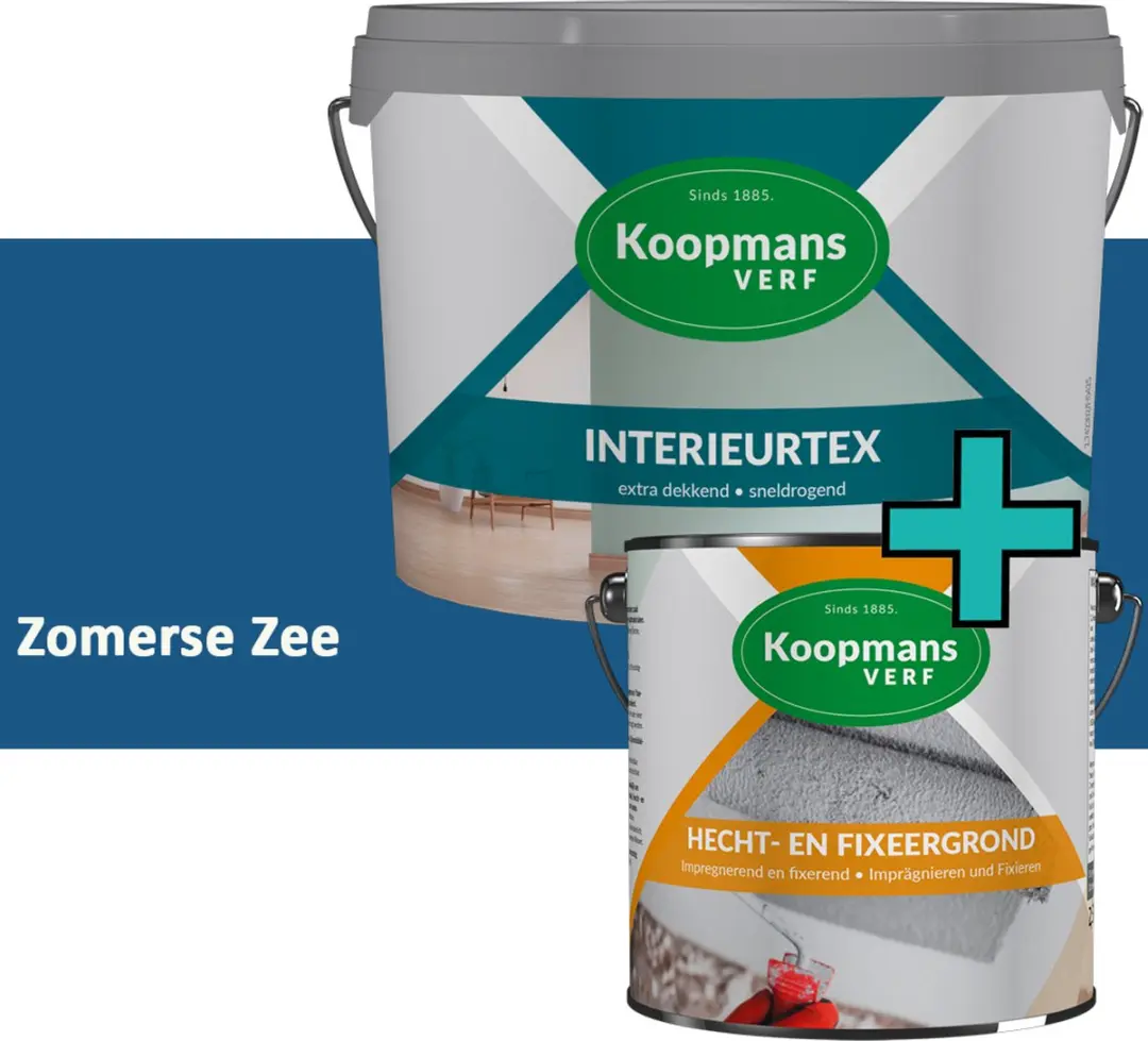Koopmans Hecht- en Fixeergrond + Interieurtex Muurverf Set