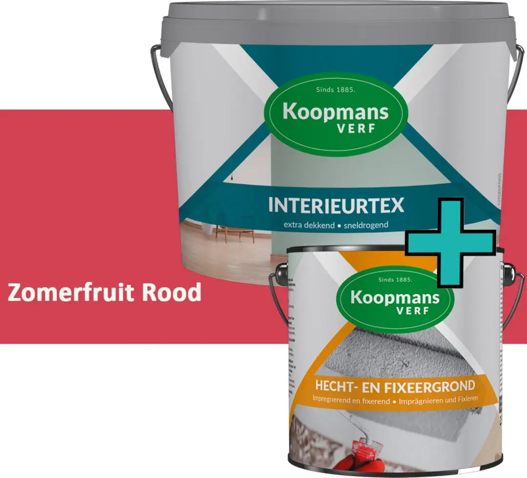 Koopmans Hecht- en Fixeergrond + Interieurtex Muurverf Set