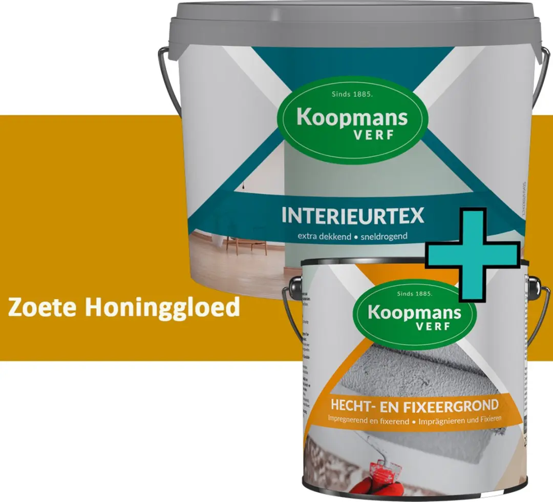 Koopmans Hecht- en Fixeergrond + Interieurtex Muurverf Set