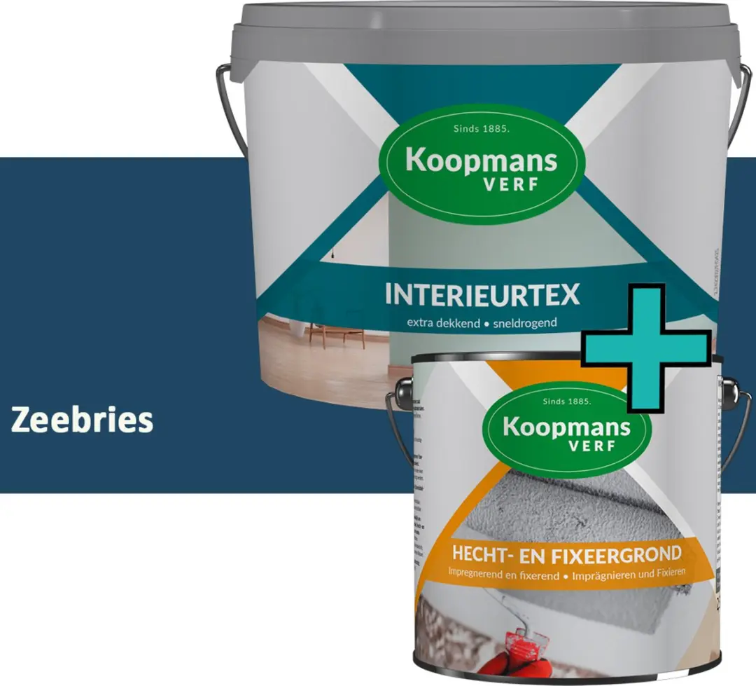 Koopmans Hecht- en Fixeergrond + Interieurtex Muurverf Set