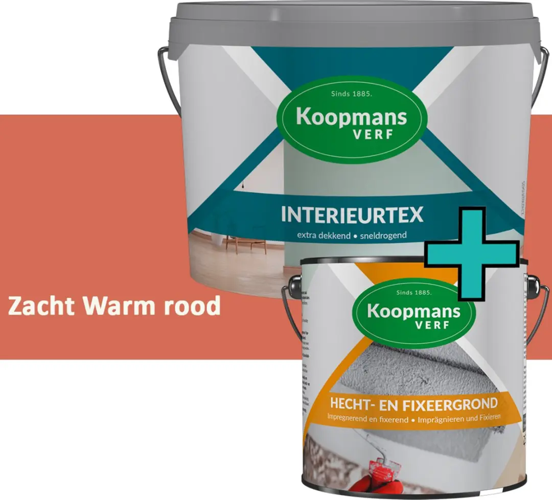 Koopmans Hecht- en Fixeergrond + Interieurtex Muurverf Set