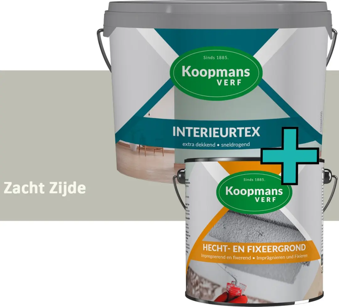 Koopmans Hecht- en Fixeergrond + Interieurtex Muurverf Set
