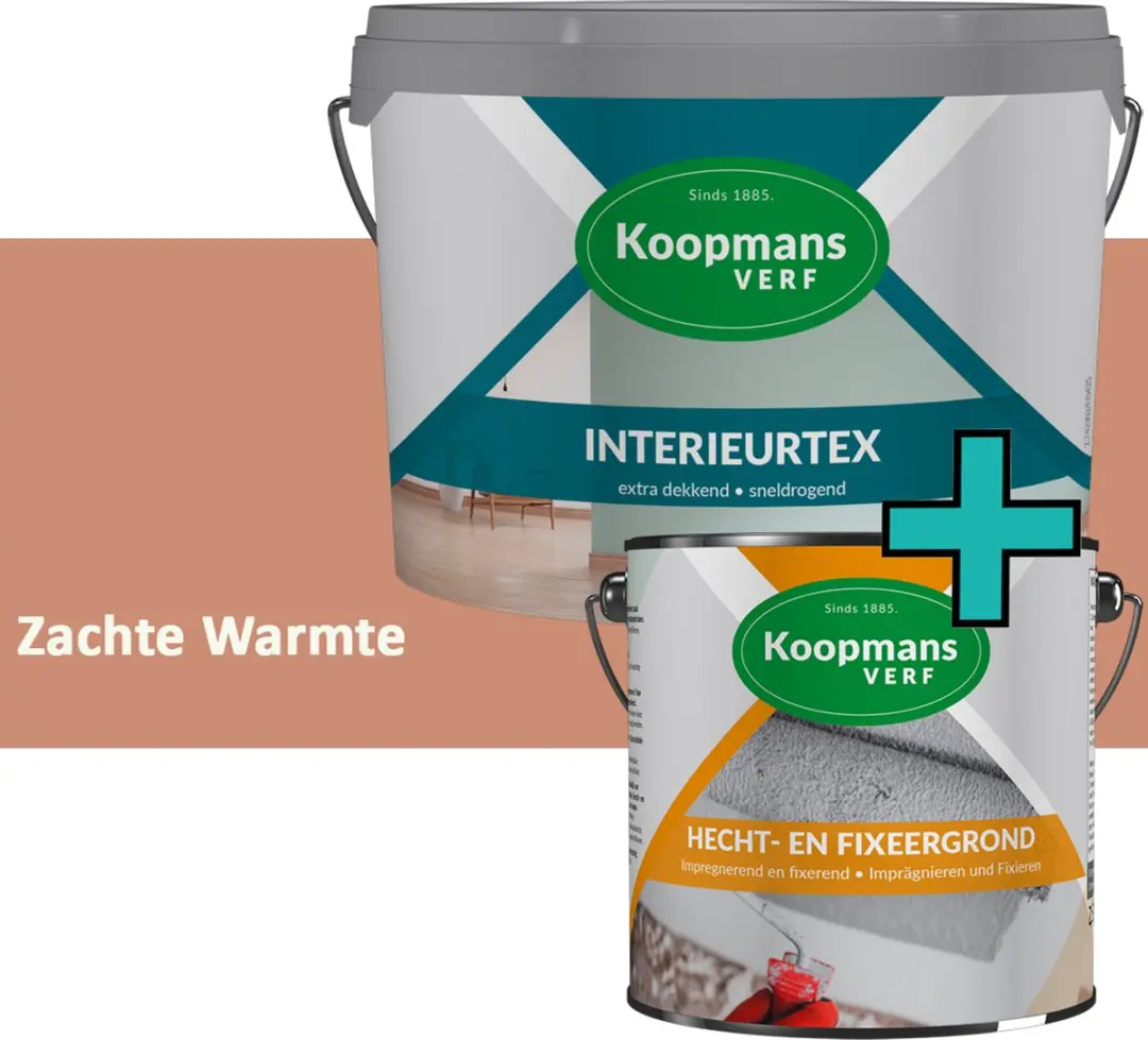 Koopmans Hecht- en Fixeergrond + Interieurtex Muurverf Set