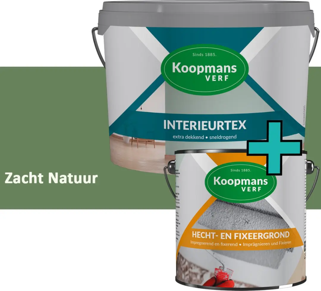Koopmans Hecht- en Fixeergrond + Interieurtex Muurverf Set