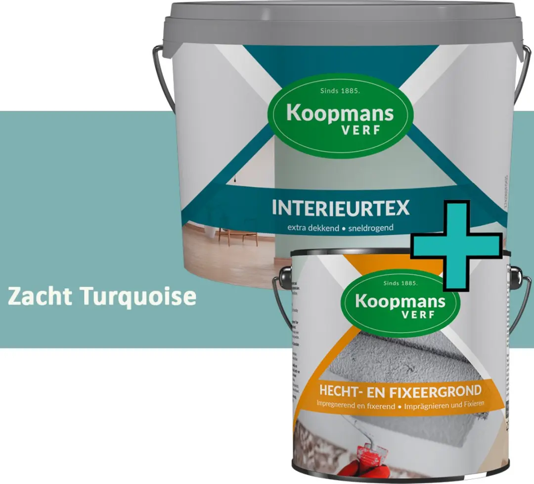 Koopmans Hecht- en Fixeergrond + Interieurtex Muurverf Set