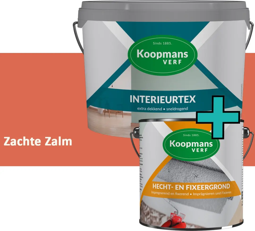 Koopmans Hecht- en Fixeergrond + Interieurtex Muurverf Set