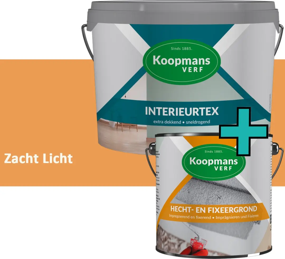 Koopmans Hecht- en Fixeergrond + Interieurtex Muurverf Set