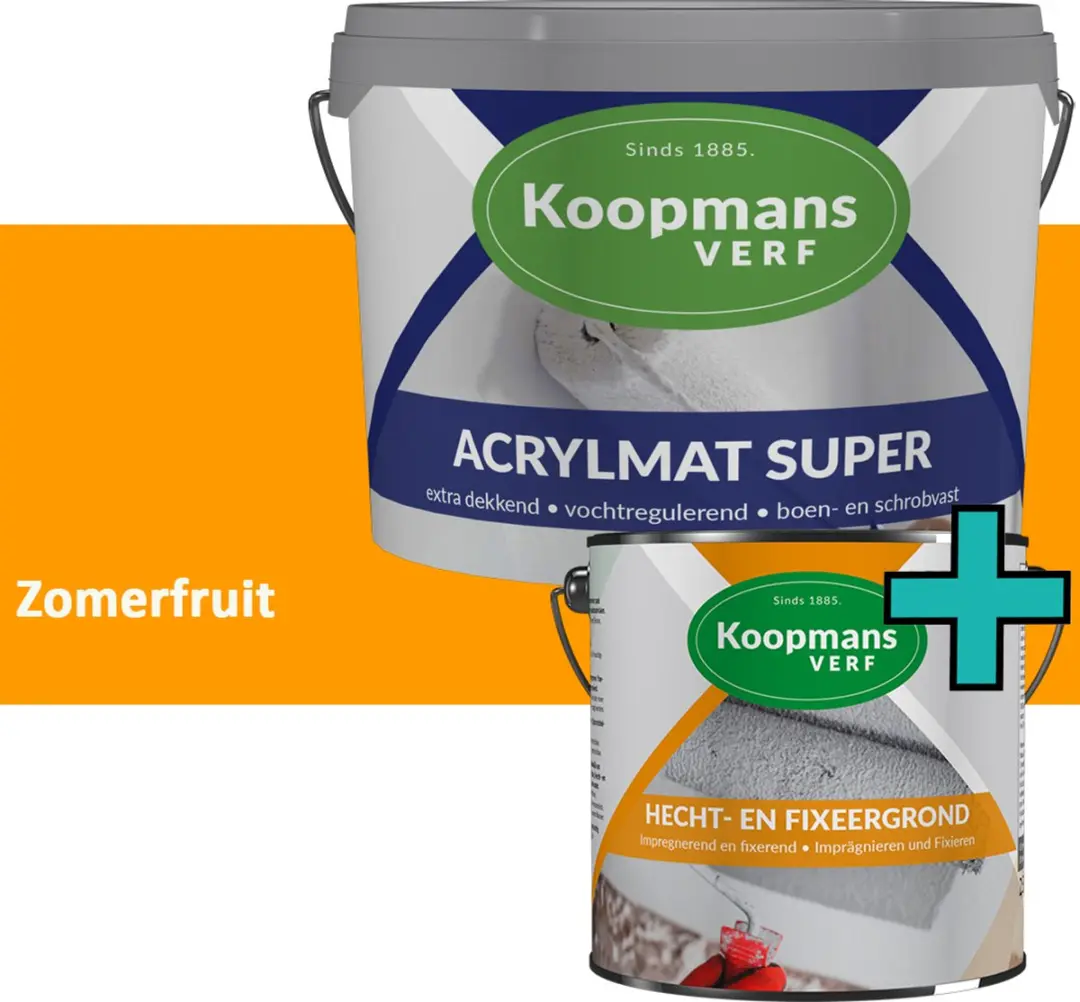 Koopmans Hecht- en Fixeergrond + Acrylmat Super Muurverf Set