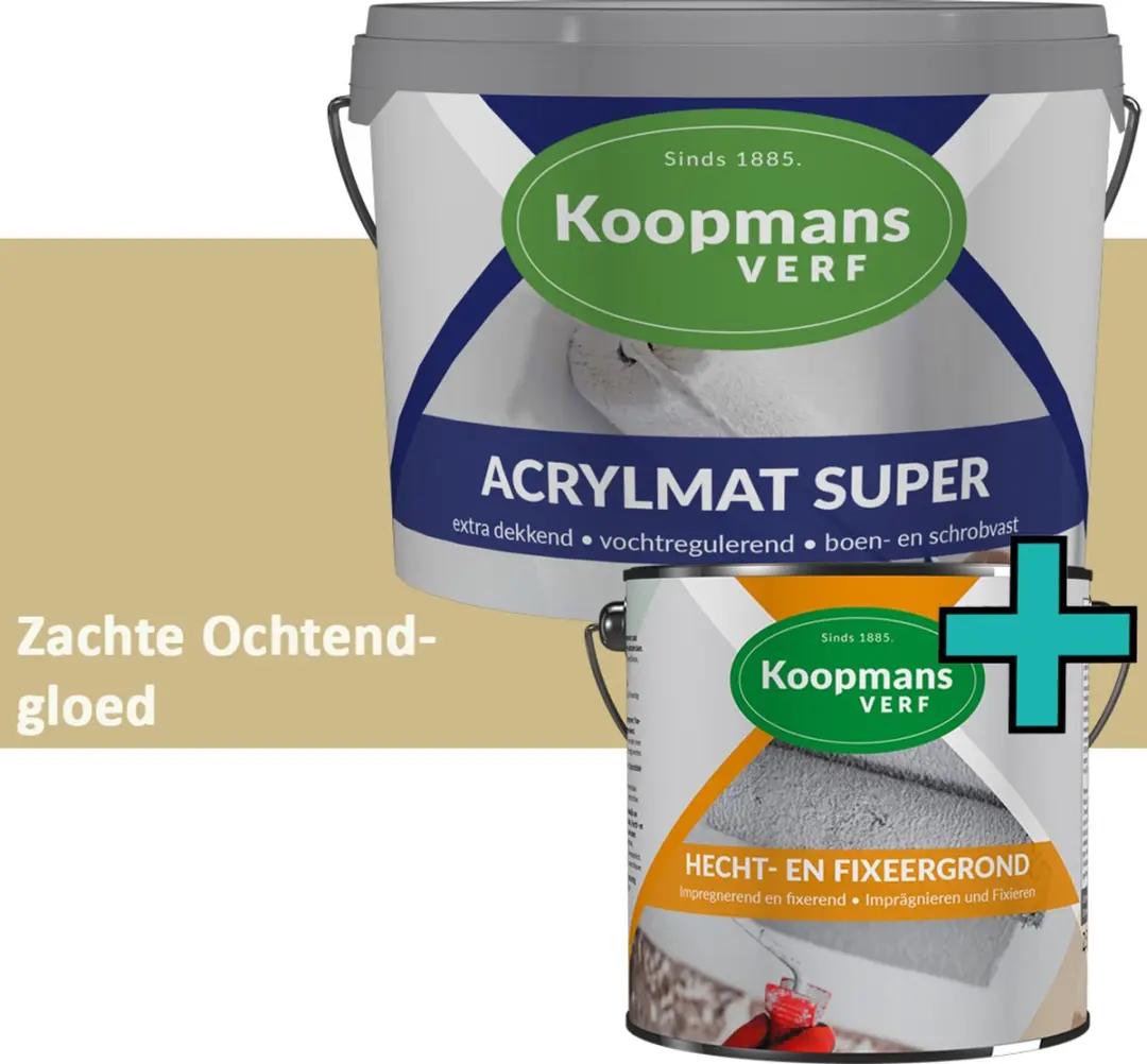 Koopmans Hecht- en Fixeergrond + Acrylmat Super Muurverf Set