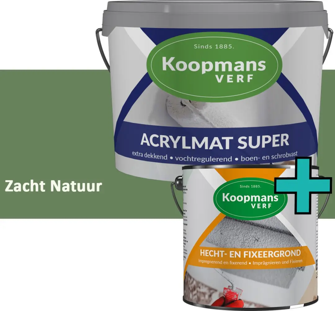 Koopmans Hecht- en Fixeergrond + Acrylmat Super Muurverf Set
