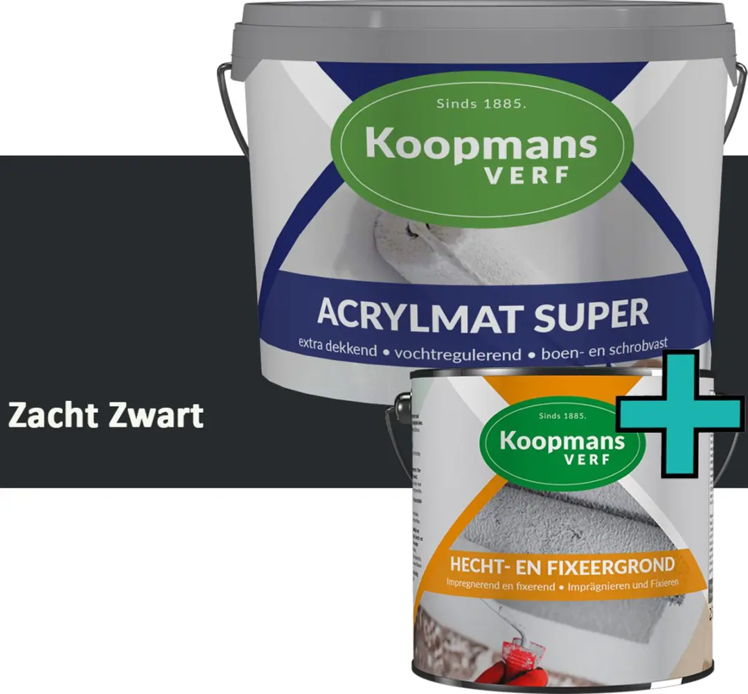 Koopmans Hecht- en Fixeergrond + Acrylmat Super Muurverf Set