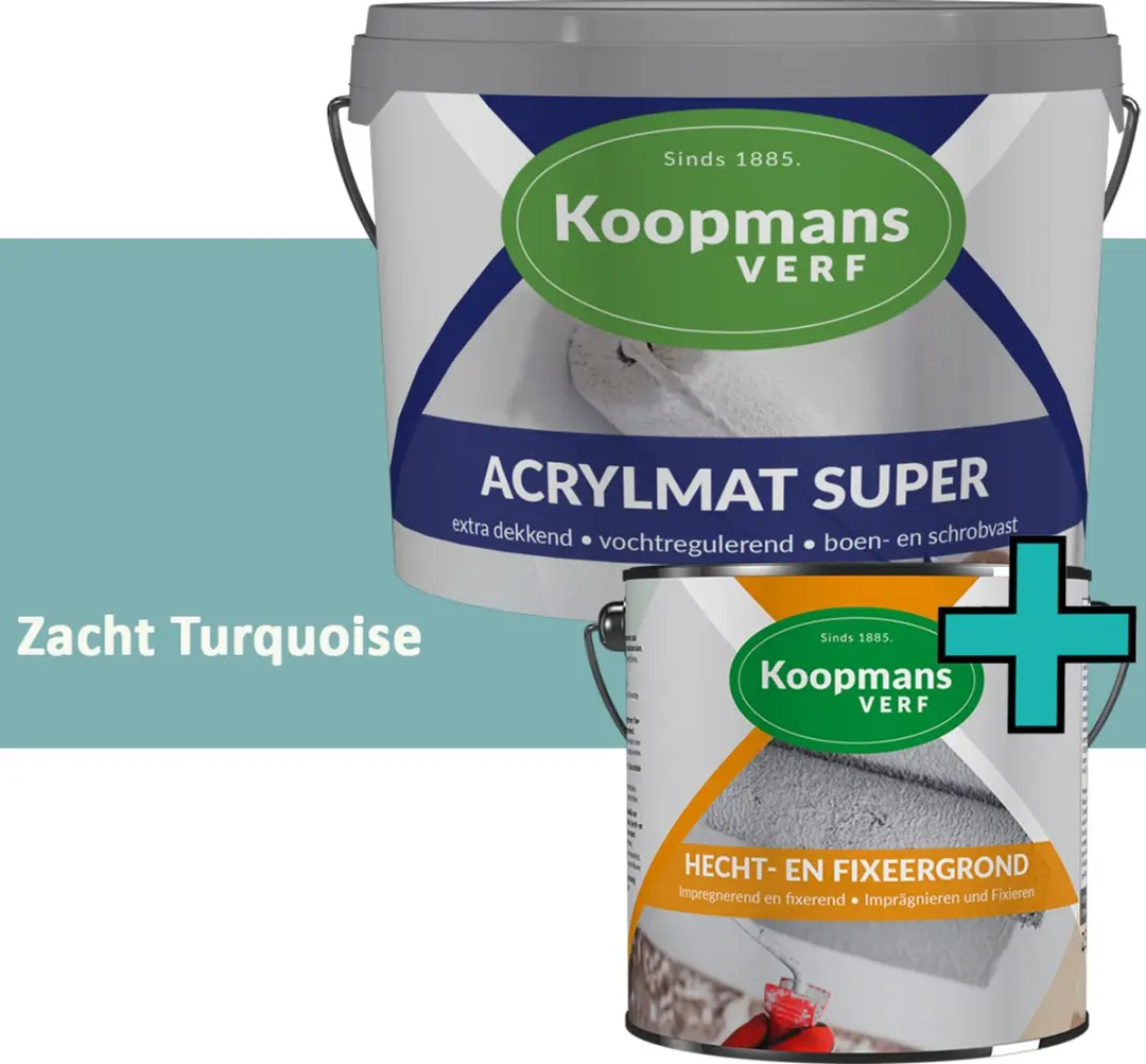 Koopmans Hecht- en Fixeergrond + Acrylmat Super Muurverf Set