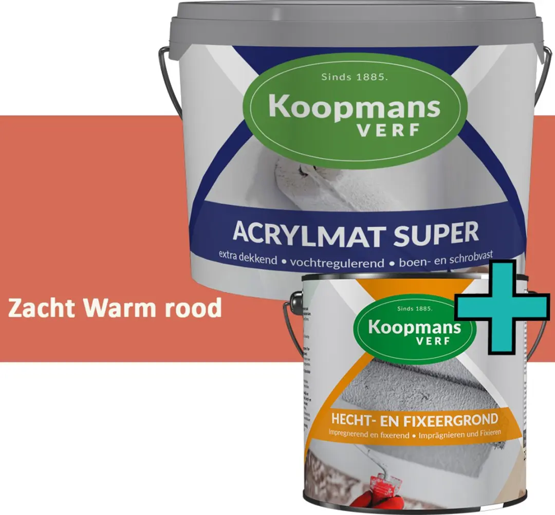 Koopmans Hecht- en Fixeergrond + Acrylmat Super Muurverf Set