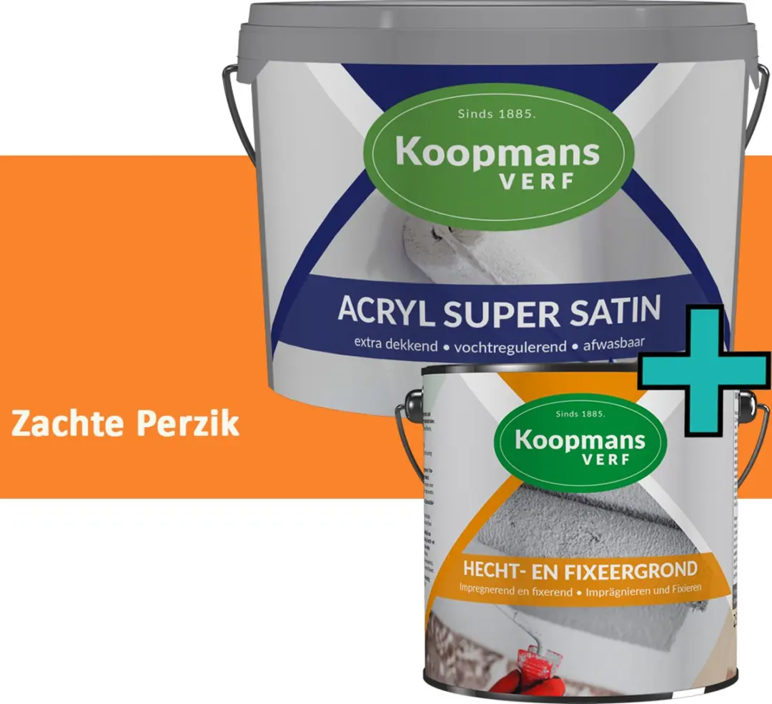 Koopmans Hecht- en Fixeergrond + Acryl Super Satin Muurverf Set
