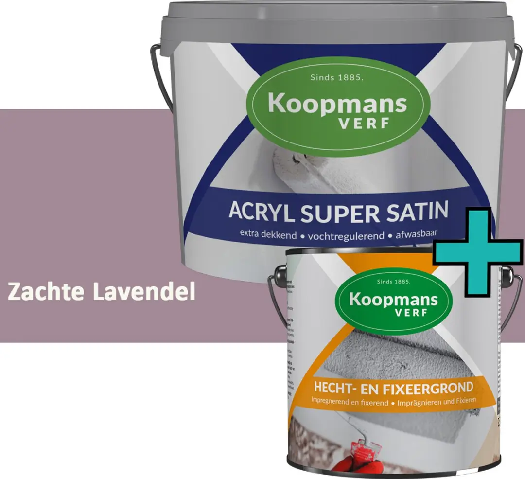 Koopmans Hecht- en Fixeergrond + Acryl Super Satin Muurverf Set