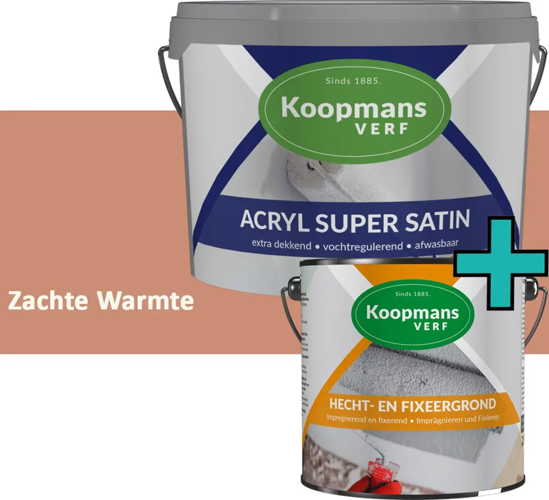 Koopmans Hecht- en Fixeergrond + Acryl Super Satin Muurverf Set