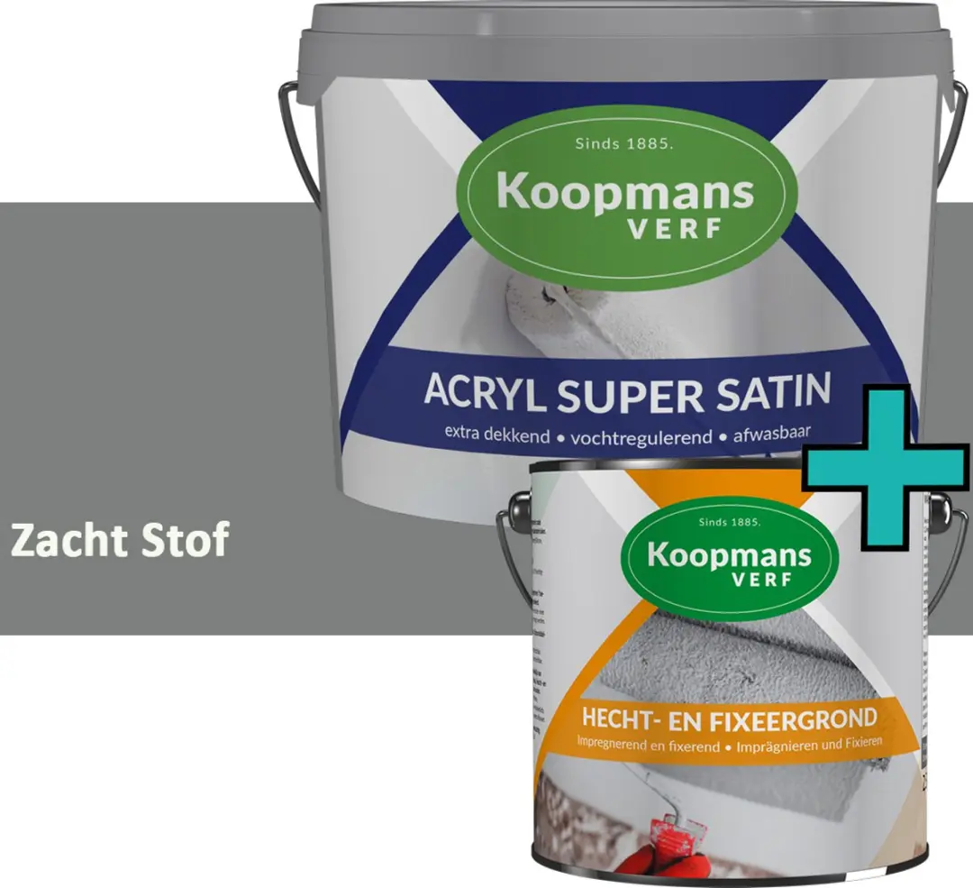 Koopmans Hecht- en Fixeergrond + Acryl Super Satin Muurverf Set