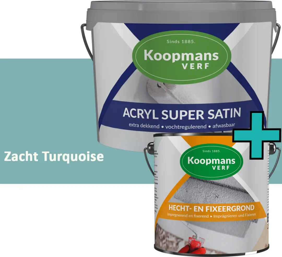 Koopmans Hecht- en Fixeergrond + Acryl Super Satin Muurverf Set