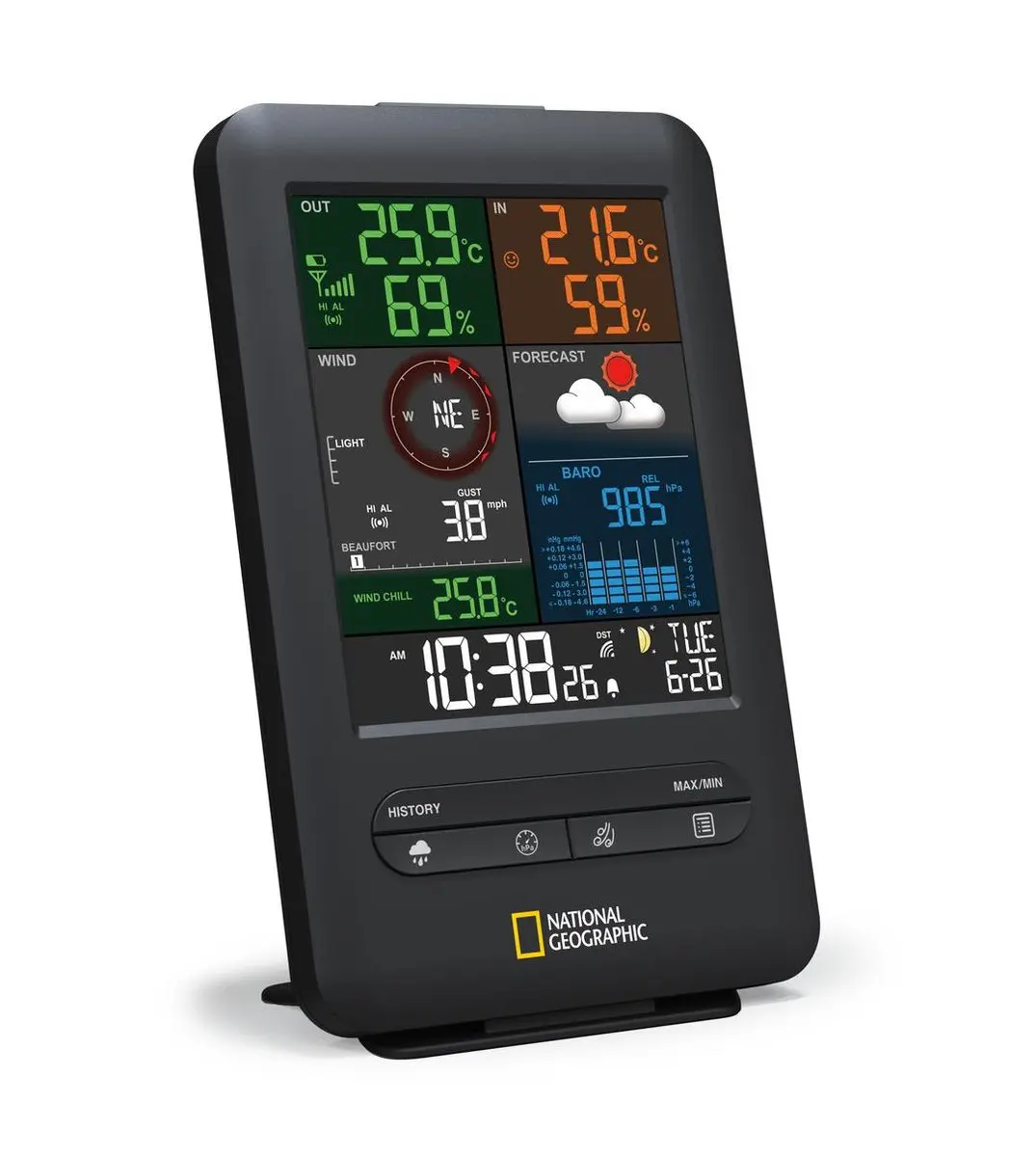 Bresser National Geographic Weerstation 5-in-1 - Wind & Regenmeter - Zwart - afbeelding 3 van 6
