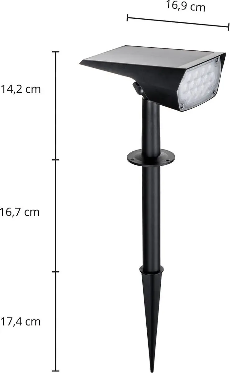 PRIOS Solar Buitenverlichting 2W - 1 Lichtpunt - Zwart - afbeelding 4 van 6