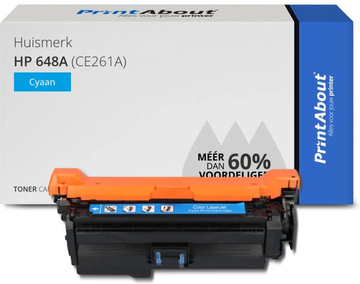 PrintAbout HP 648A CE261A Toner Cyaan - 47.000 pagina's