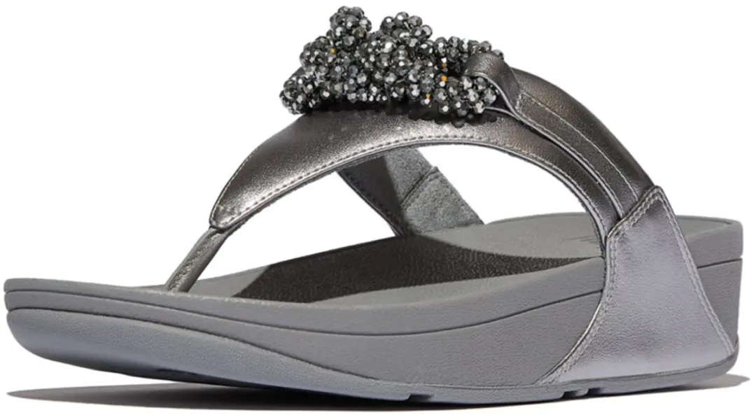 FitFlop FitFlop Lulu Beaded-Chain Leather Toe-Post Sandals GROEN - Maat 42