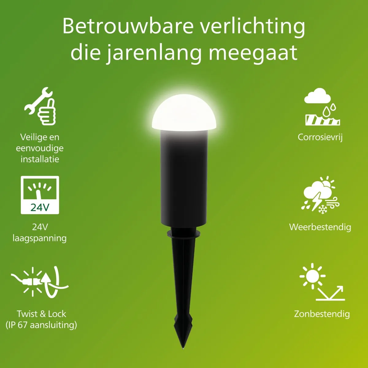 Philips Edwina GardenLink Sokkellamp 24V - Zwart