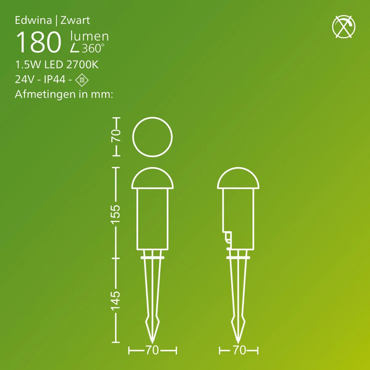 Philips Edwina GardenLink Sokkellamp 24V - Zwart