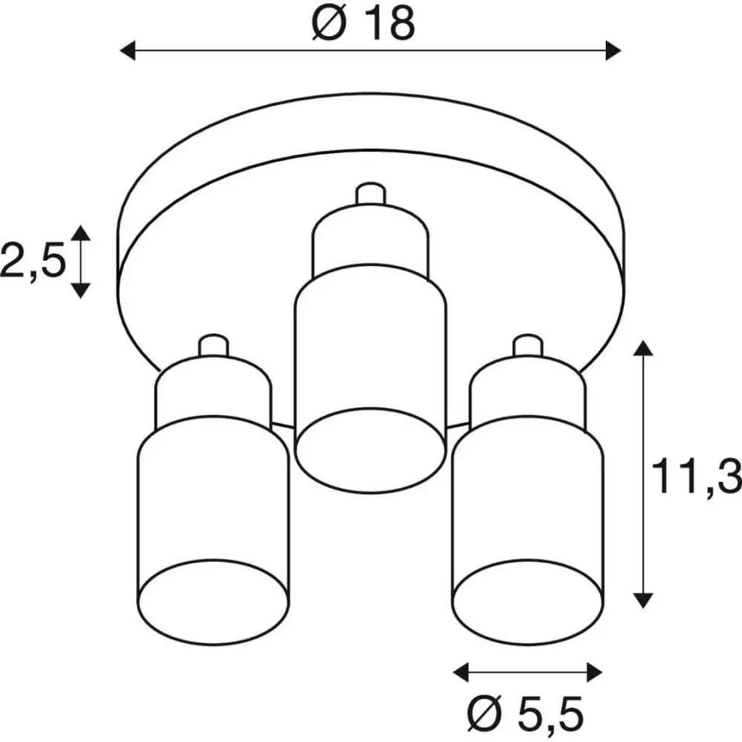 SLV Puri 2.0 Tube CW Triple Round 3xGU10 6W - Zwart