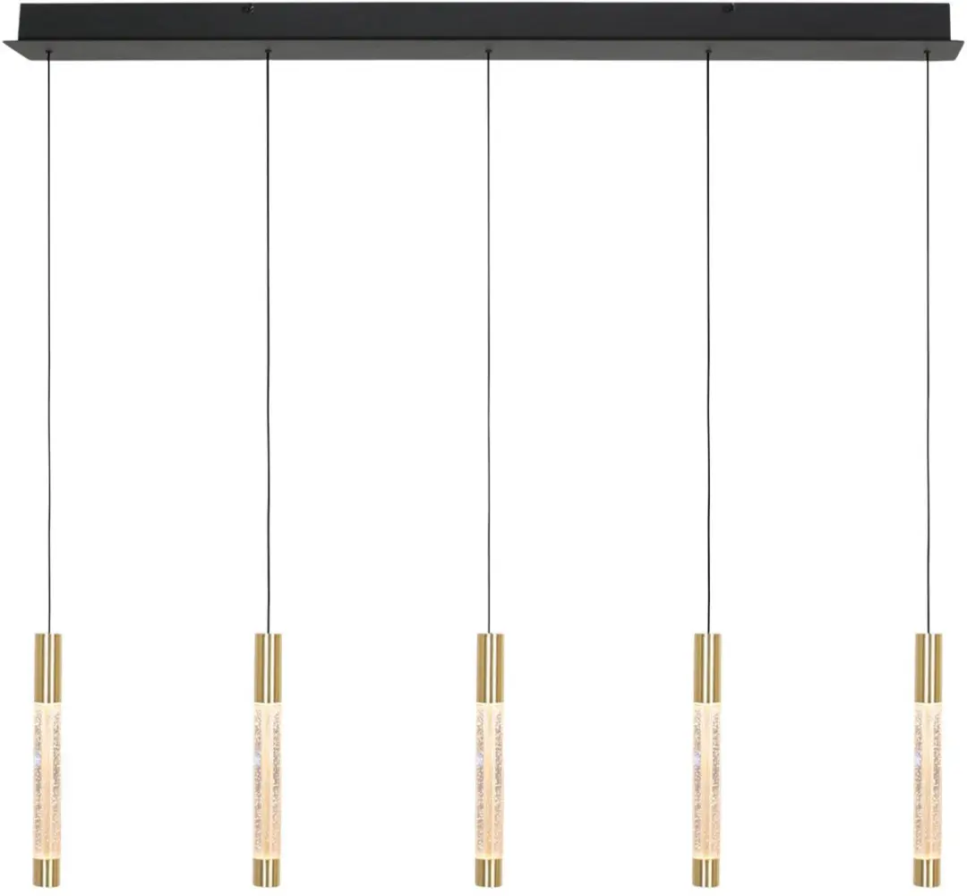 Hanglamp Alisio 4578ME 5-lichts luxe glas messing ontwerp met hoogte-instelbare