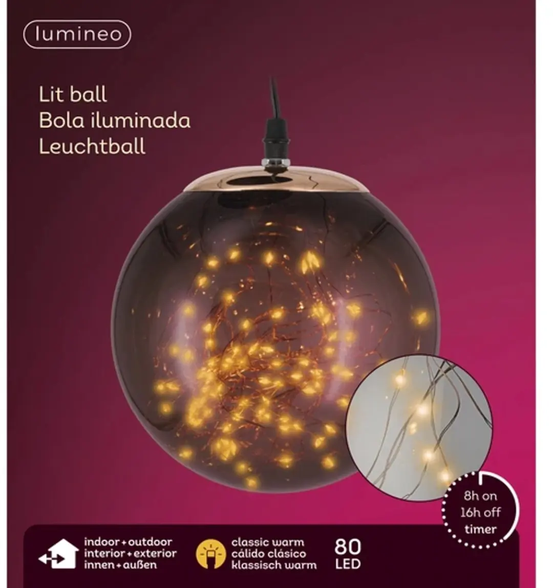 Lumineo Micro LED Bal D25cm - 110L - Extra Warm Wit