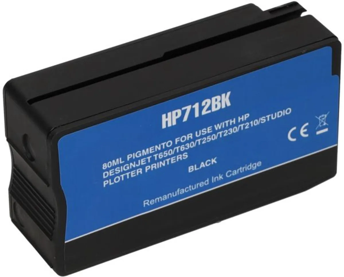 PrintAbout Inktcartridge 712 3ED70A - Zwart - 80ml - o.a. HP DesignJet