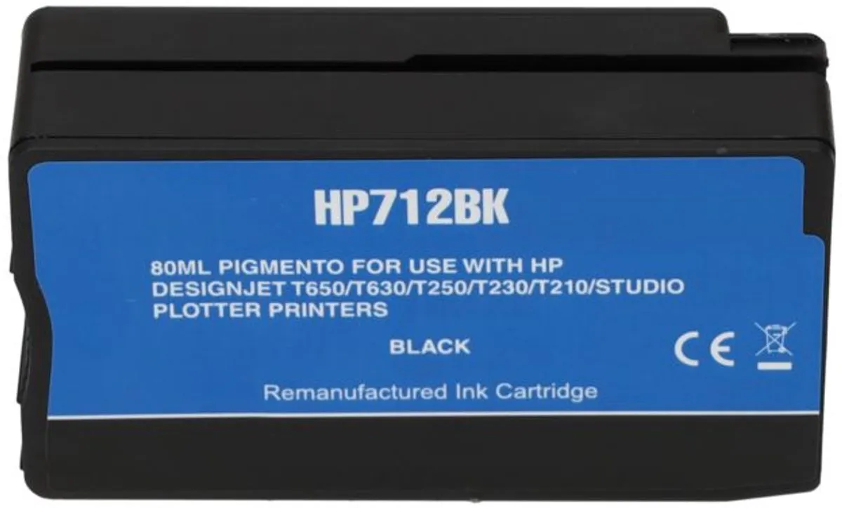 PrintAbout Inktcartridge 712 3ED70A - Zwart - 80ml - o.a. HP DesignJet