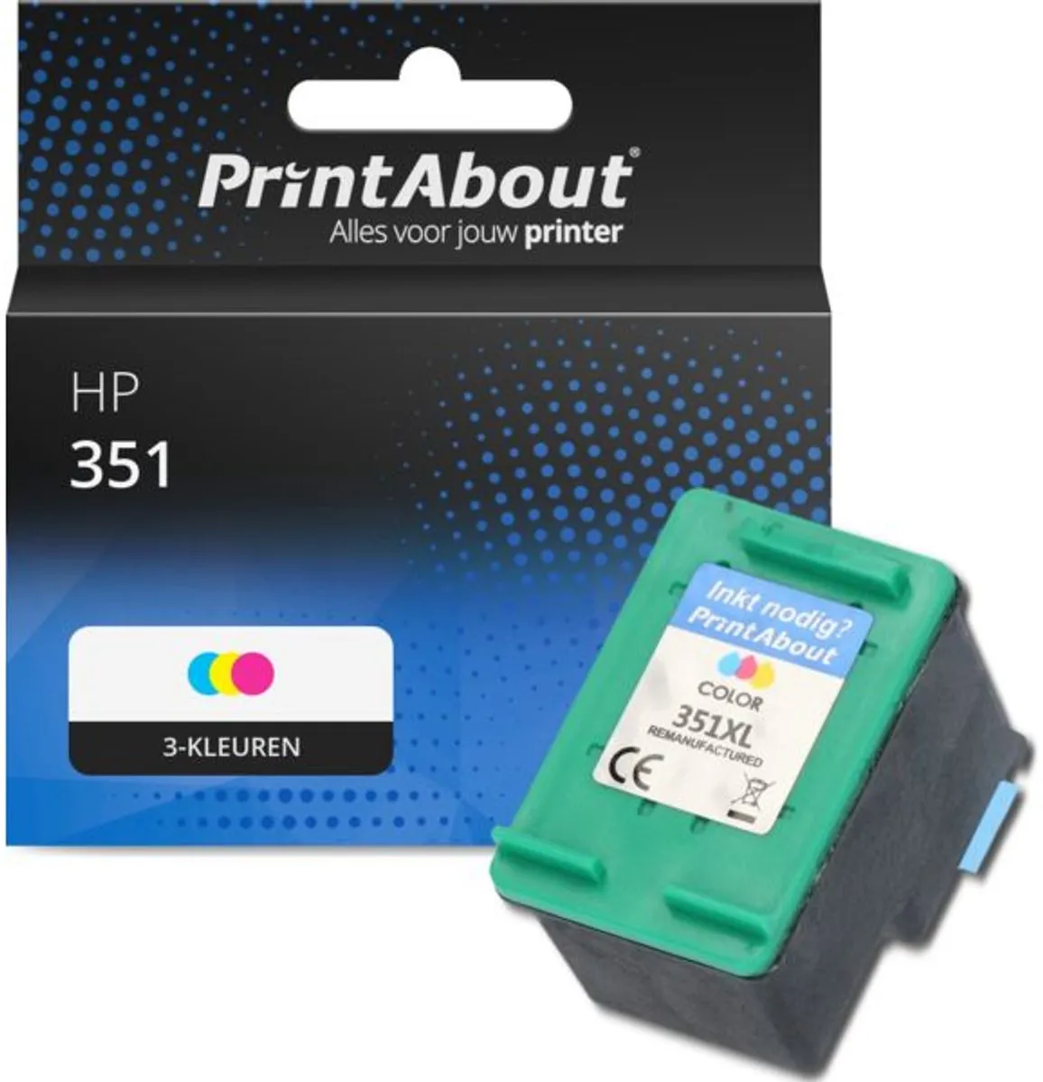 PrintAbout Huismerk HP 351 CB337EE Inktcartridge - 3-kleuren - 12ml