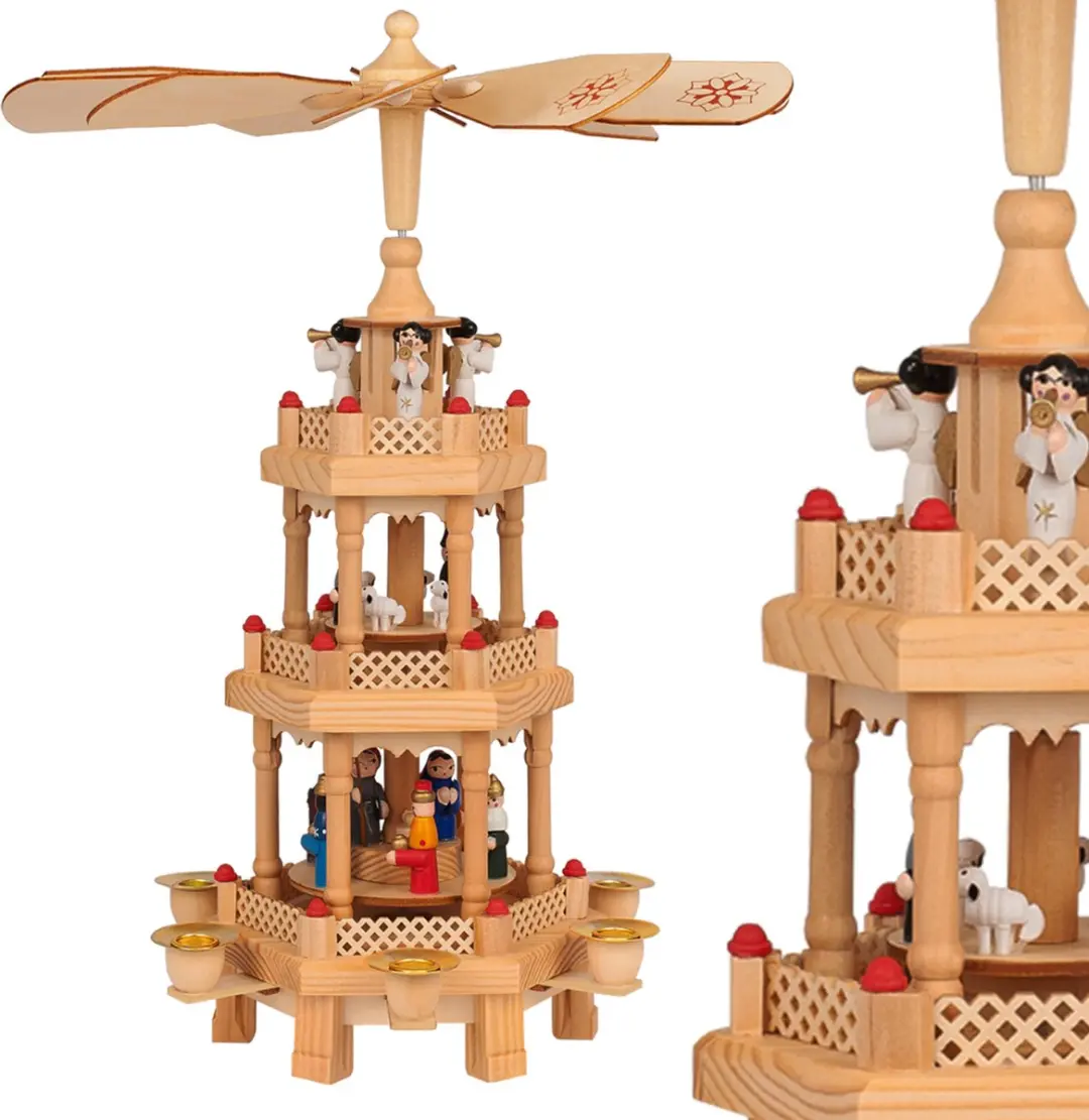 Monzana Kerstpiramide 3 Verdiepingen - Echt Hout - 35x20x20cm