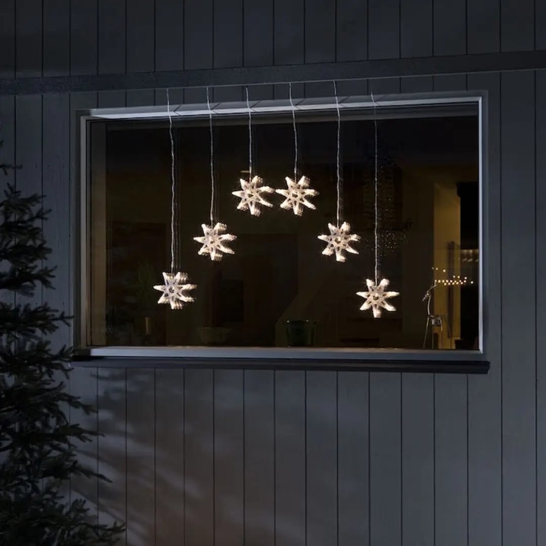 Konstsmide Lichtgordijn LED 6 Sterren 0.9m Warm Wit