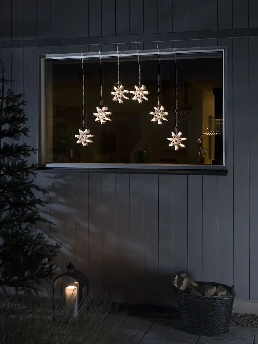 Konstsmide Lichtgordijn LED 6 Sterren 0.9m Warm Wit - afbeelding 2 van 6