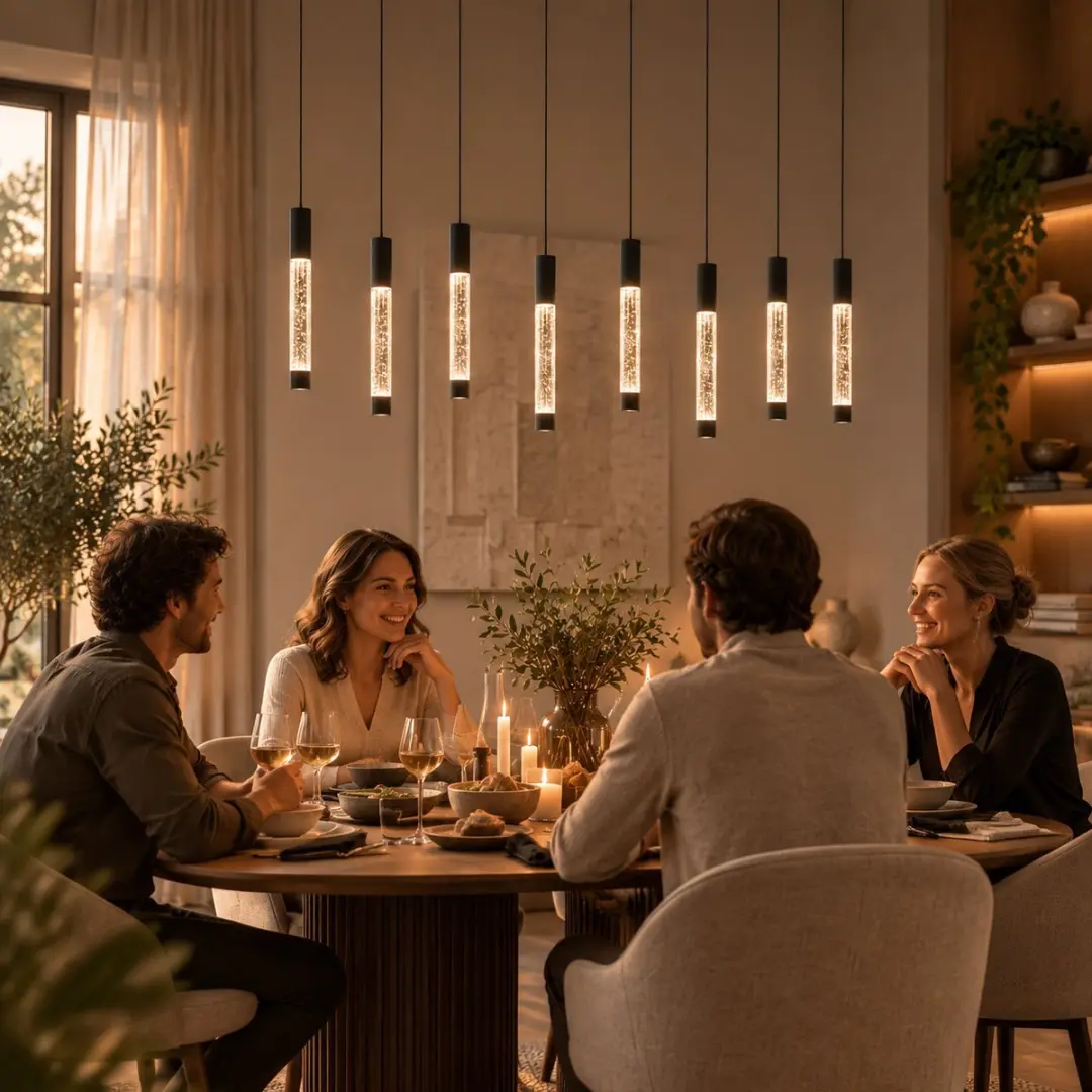 Hanglamp Alisio 4580ZW, 8-lichts zwart met handgeblazen glas, hoogte verstelbaar