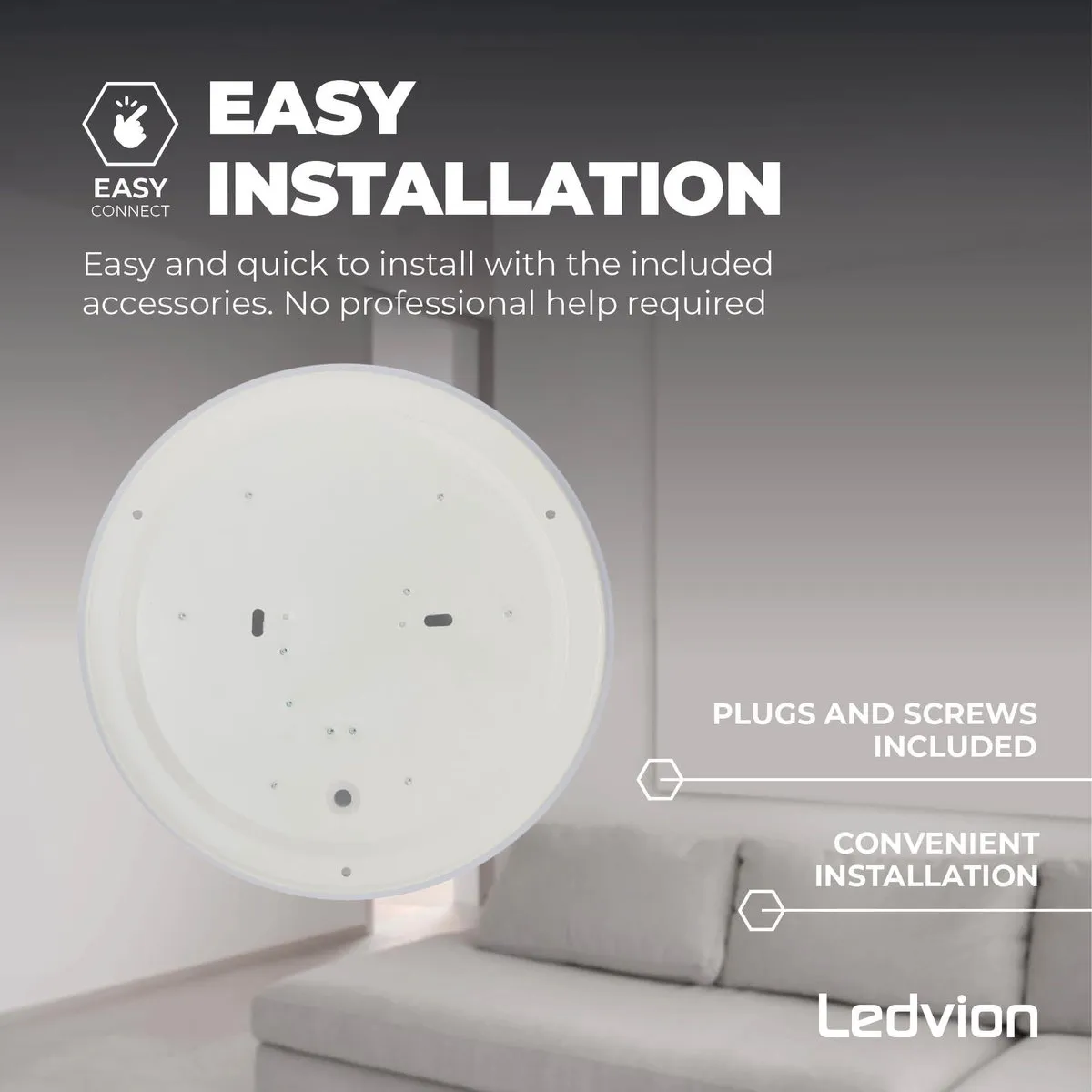LEDVION LED Plafondlamp Ø25.5cm 18W 3000K - Wit - afbeelding 6 van 6