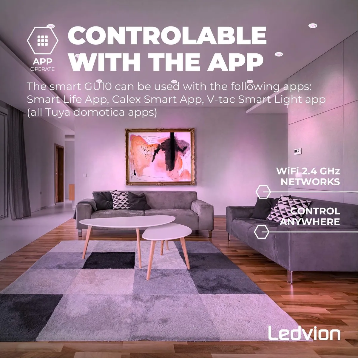Ledvion 3X SMART LED Inbouwspot Rio RGBW - 3 Stuks