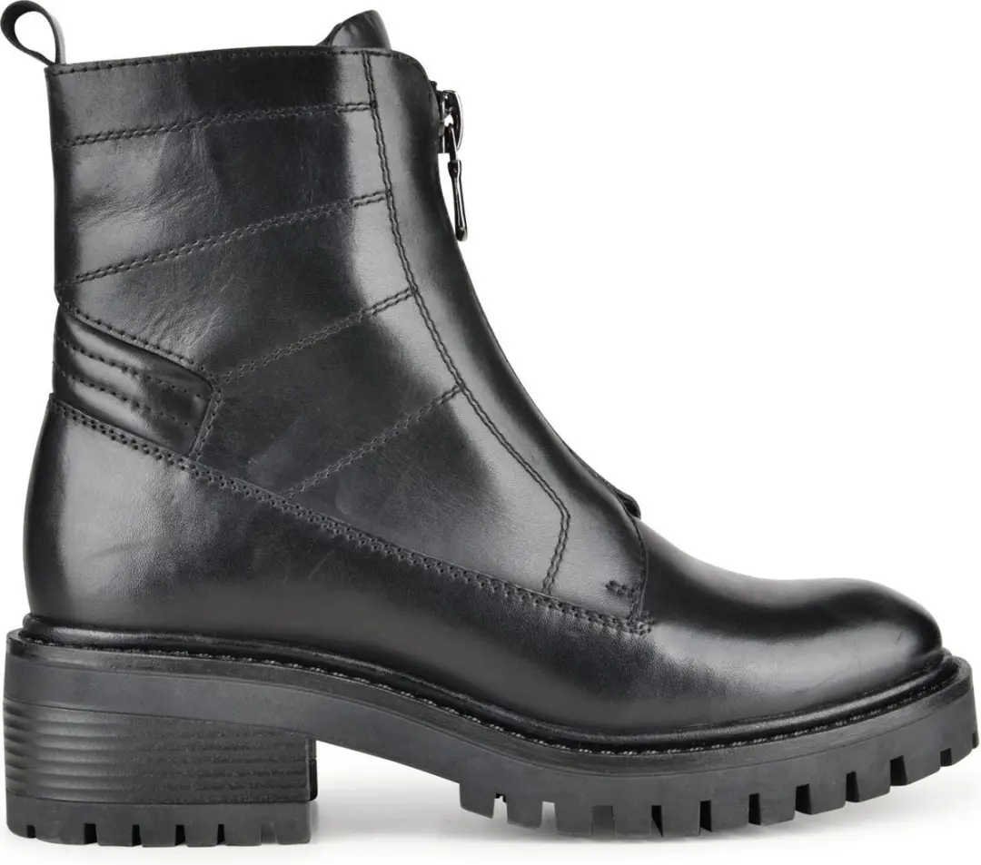 PS Poelman Klara Dames Leren Enkellaarzen met Rits en Chunky Zool