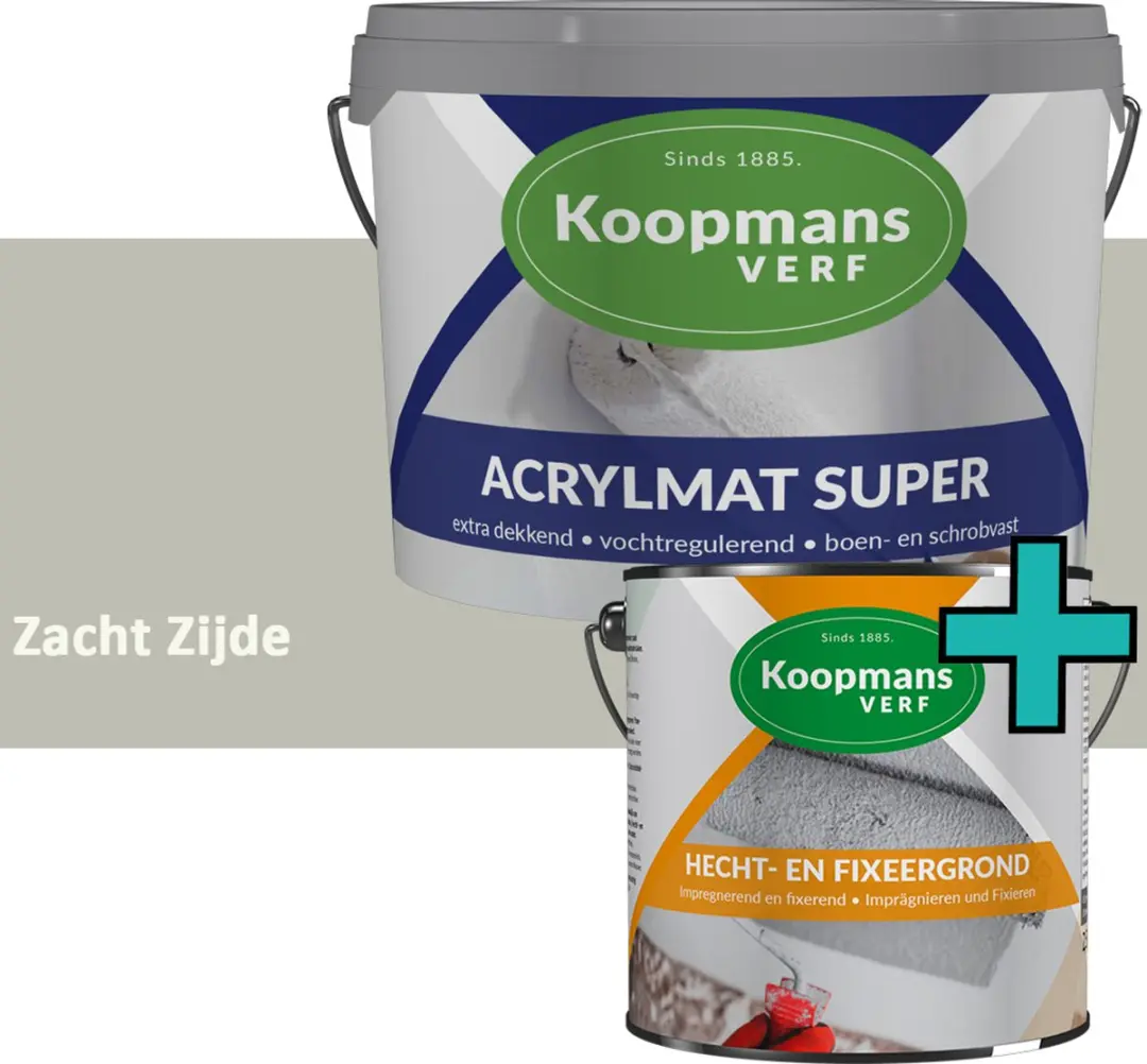 Koopmans Hecht- en Fixeergrond + Acrylmat Super Muurverf Set