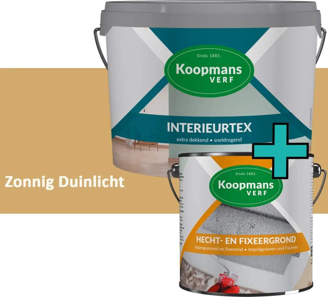 Koopmans Hecht- en Fixeergrond + Interieurtex Muurverf Set