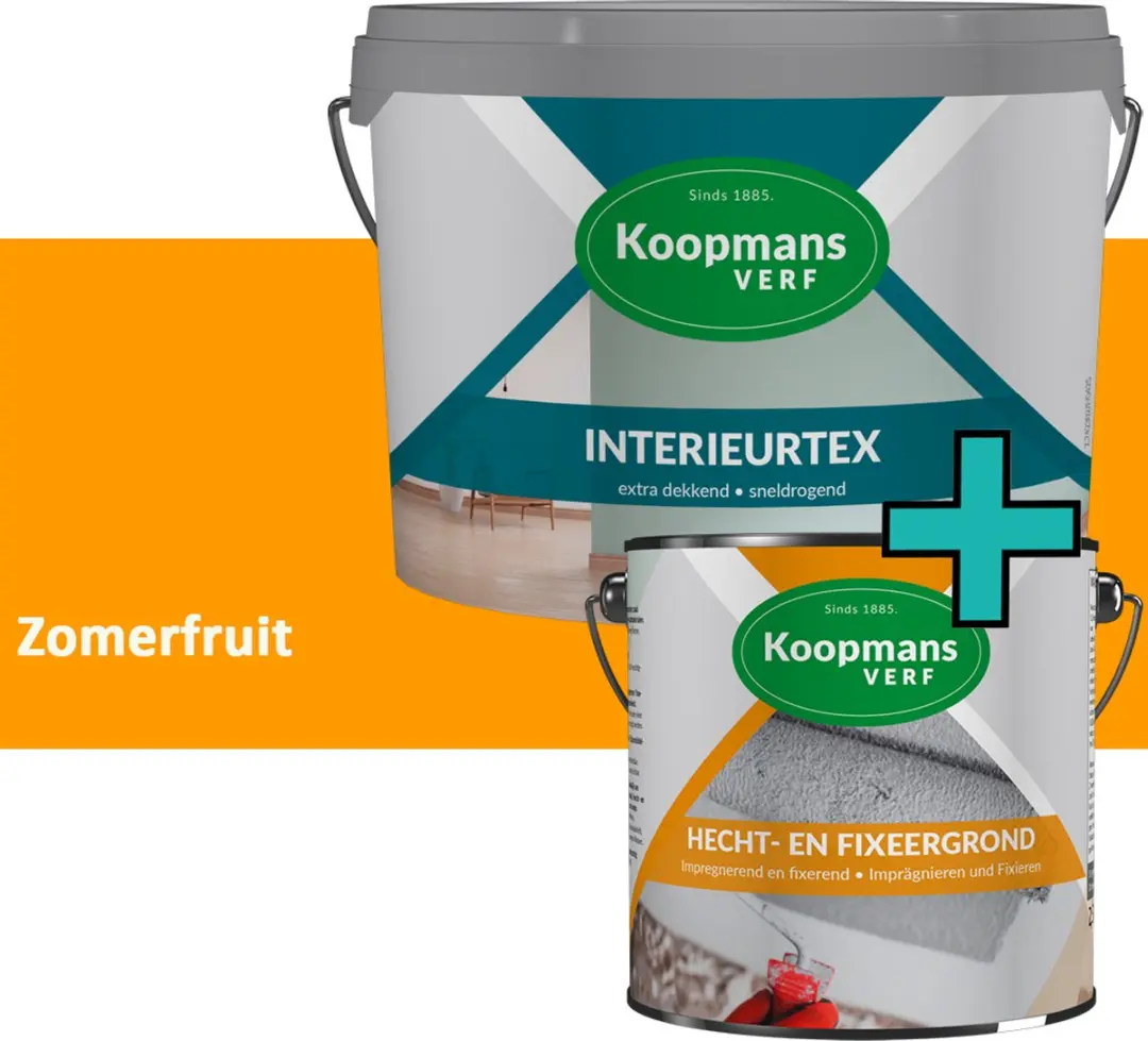 Koopmans Hecht- en Fixeergrond + Interieurtex Muurverf Set