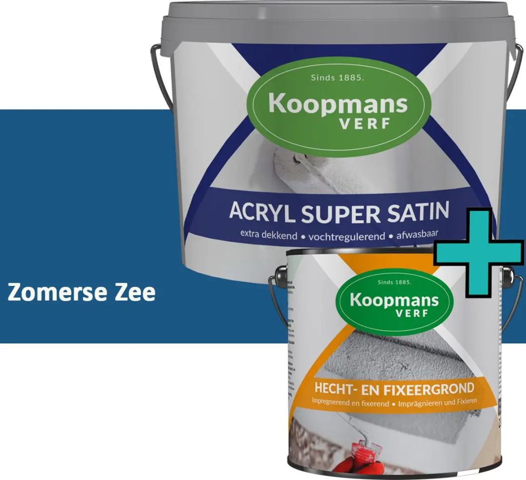 Koopmans Hecht- en Fixeergrond 2,5 l + Acryl Super Satin Muurverf