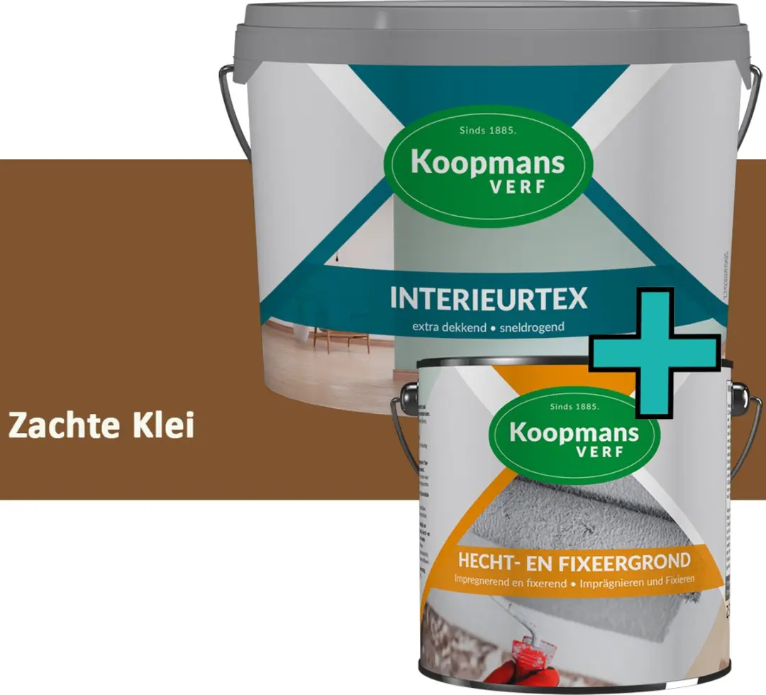 Koopmans Hecht- en Fixeergrond + Interieurtex Muurverf Set